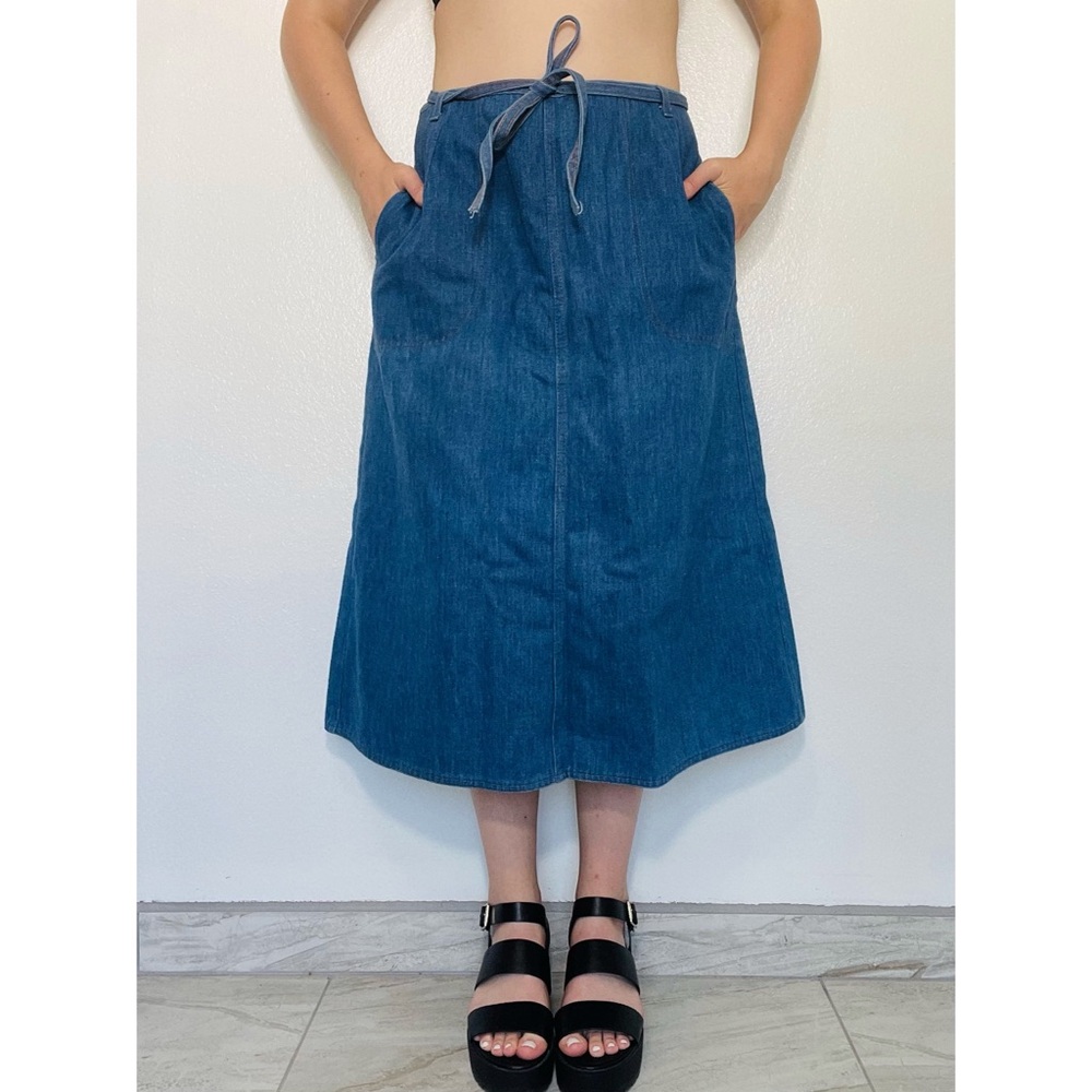 Koret City Blues | Vintage 70s Midi Maxi Denim Wrap Tie Skirt